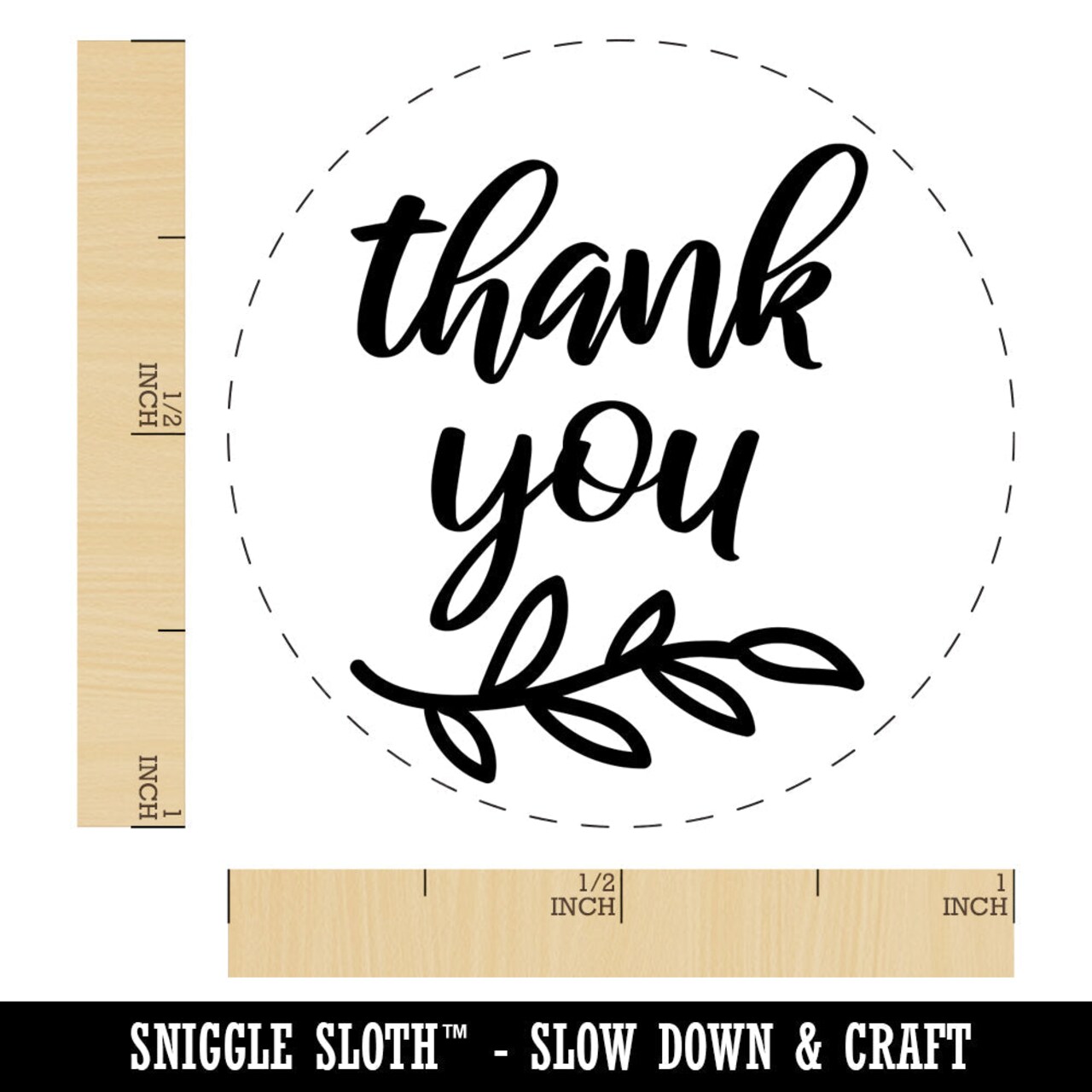Thank You Script Floral Rubber Stamp for Stamping Crafting Planners